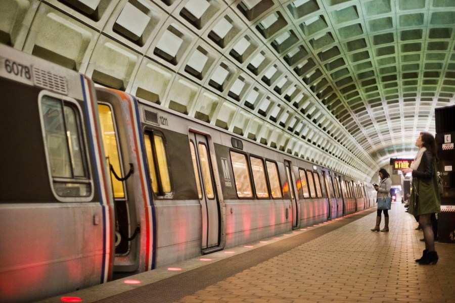 In this March 12, 2015 file photo, passengers wait on the platform before boarding a train at the U Street Metro Station in Washington, part of the public mass transit network for Washington. (AP Photo/Pablo Martinez Monsivais)