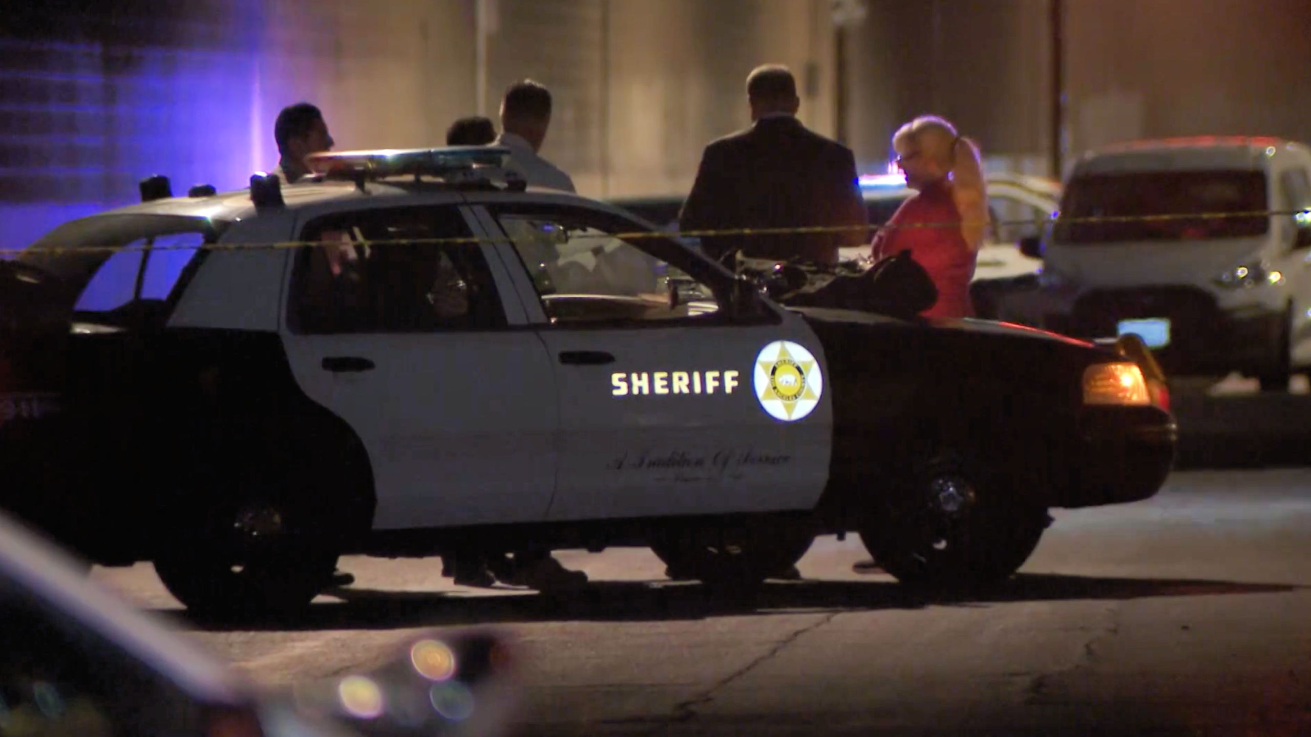 Sheriff's officials respond to a shooting death in East Los Angeles on Oct. 4, 2021. (KTLA)