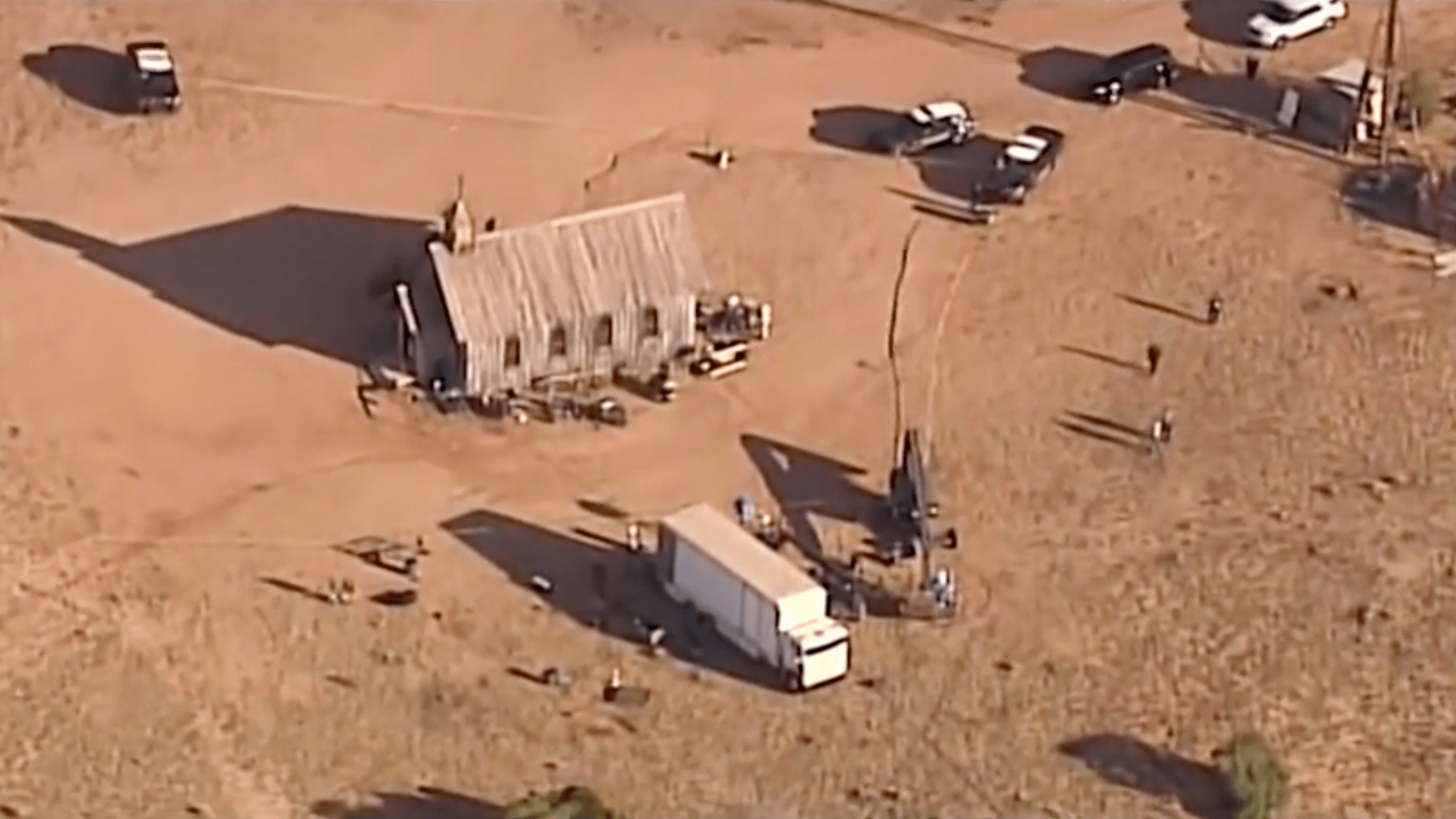 An aerial image of the church at Bonanza Creek Ranch, near Santa Fe, New Mexico is seen in October 2021. (Associated Press)