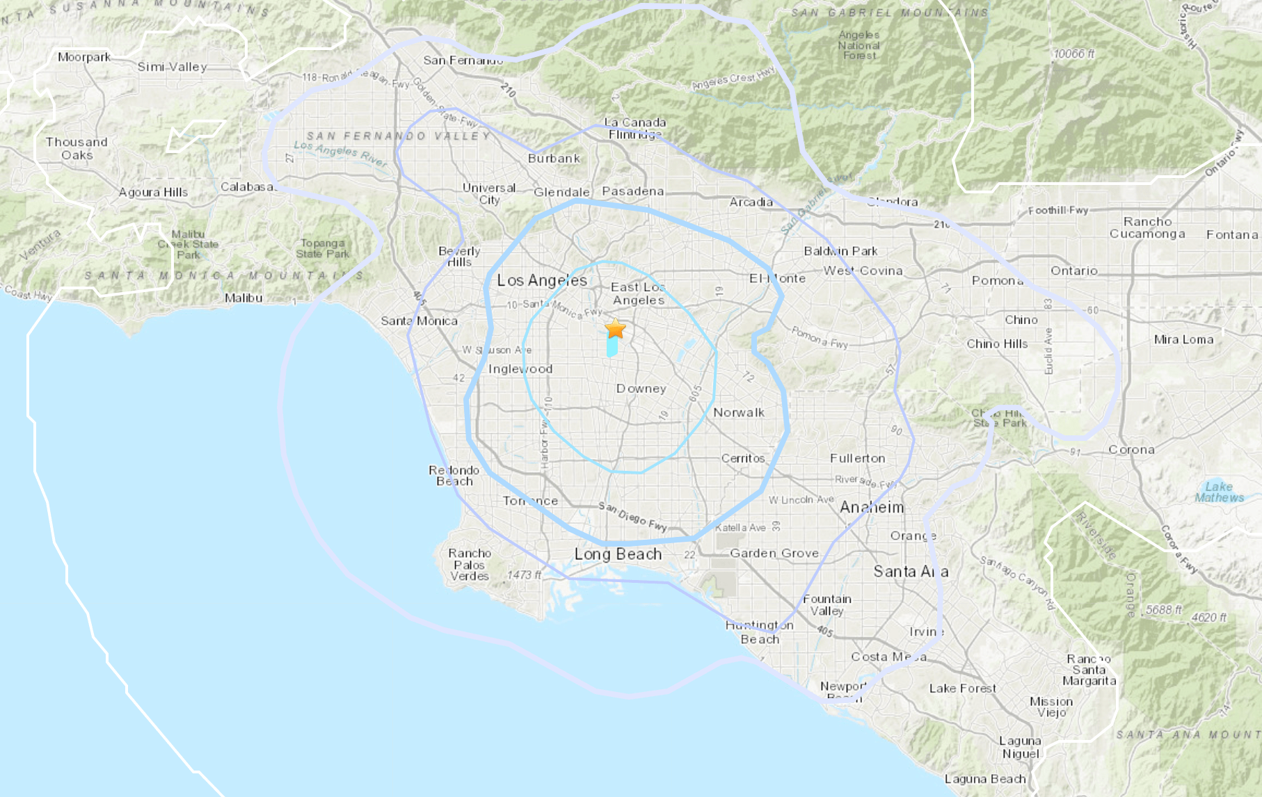 A magnitude-3.9 earthquake caused shaking in parts of Southern California early Sunday. (USGS)