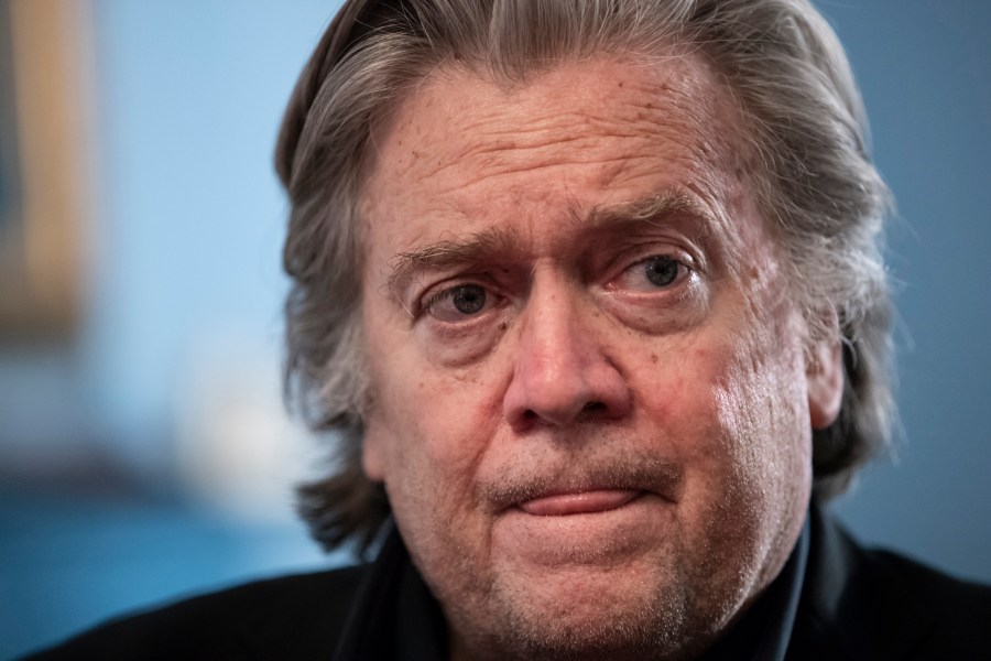 In this Aug. 19, 2018, photo, Steve Bannon, President Donald Trump's former chief strategist, talks about the approaching midterm election during an interview with The Associated Press, in Washington. (AP Photo/J. Scott Applewhite)