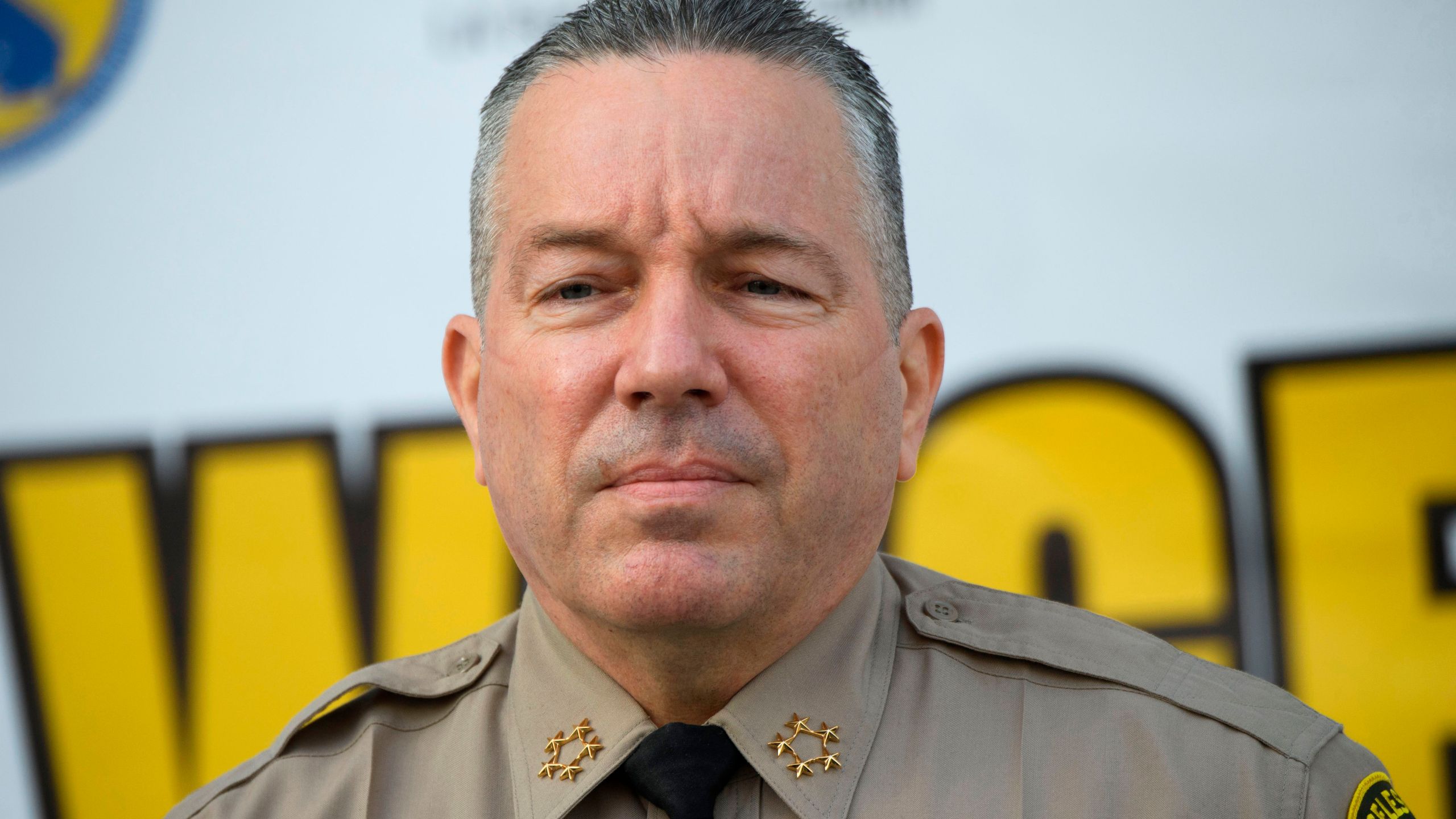 Los Angeles County Sheriff Alex Villanueva, seen on Feb. 9, 2021, wants the public to join him in opposing the county's COVID-19 vaccine mandate for employees. (Patrick T. FALLON / AFP)