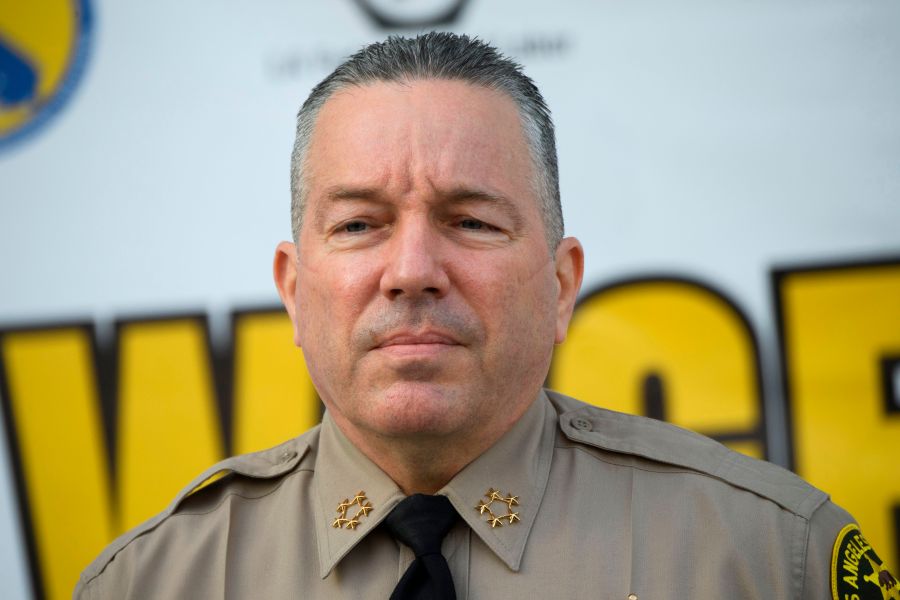 Los Angeles County Sheriff Alex Villanueva, seen on Feb. 9, 2021, wants the public to join him in opposing the county's COVID-19 vaccine mandate for employees. (Patrick T. FALLON / AFP)