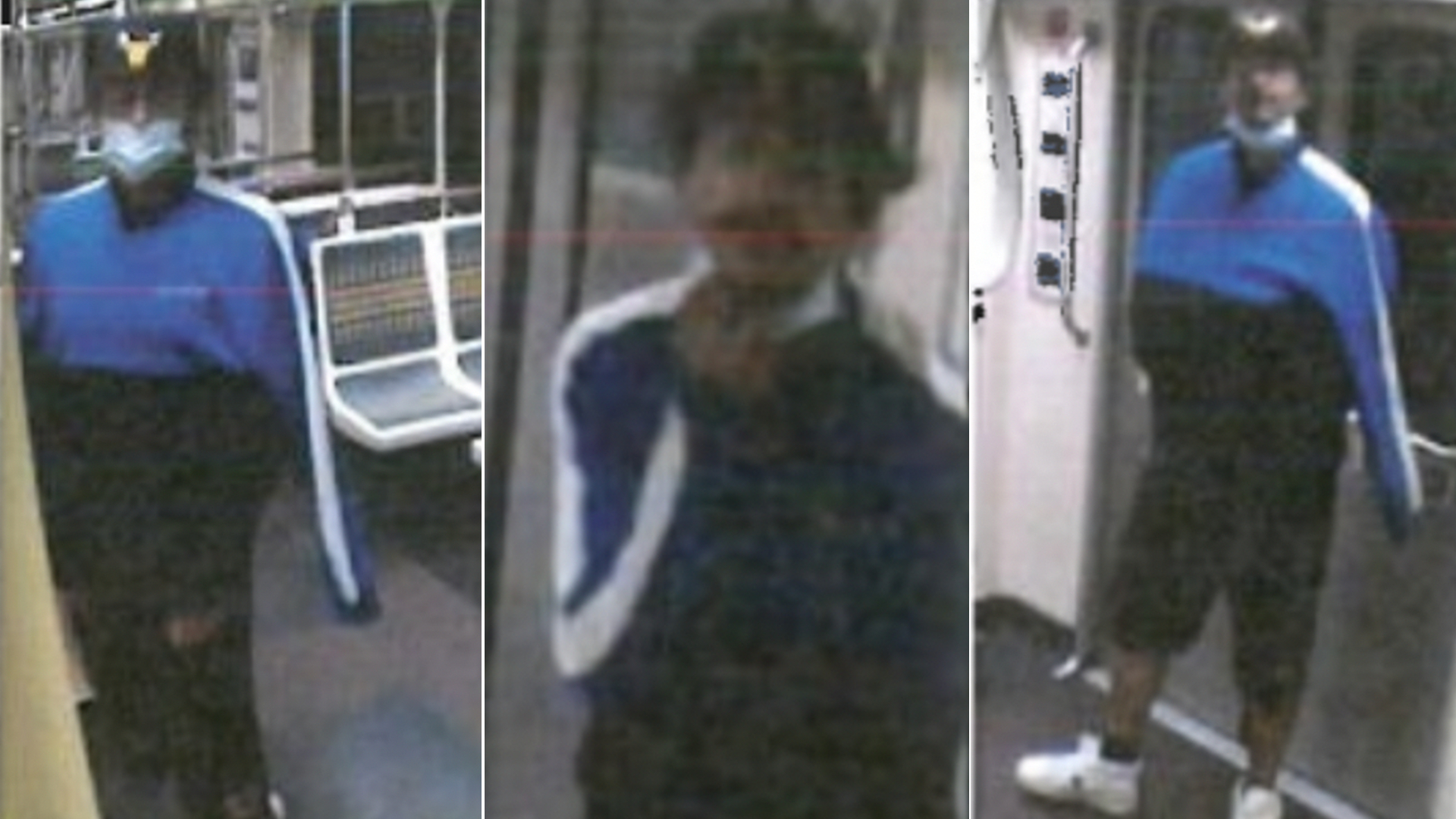 Surveillance images showing the suspect in a woman’s fatal shooting on a Metro train in Hollywood were released Oct. 11, 2021, by the Los Angeles Police Department. Andre Dunlap, 23, was arrested and charged with the shooting on Nov. 4, 2021.