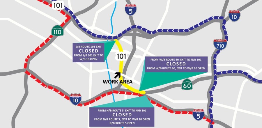 A map of the 101 Freeway closure was provided by the city of Los Angeles.