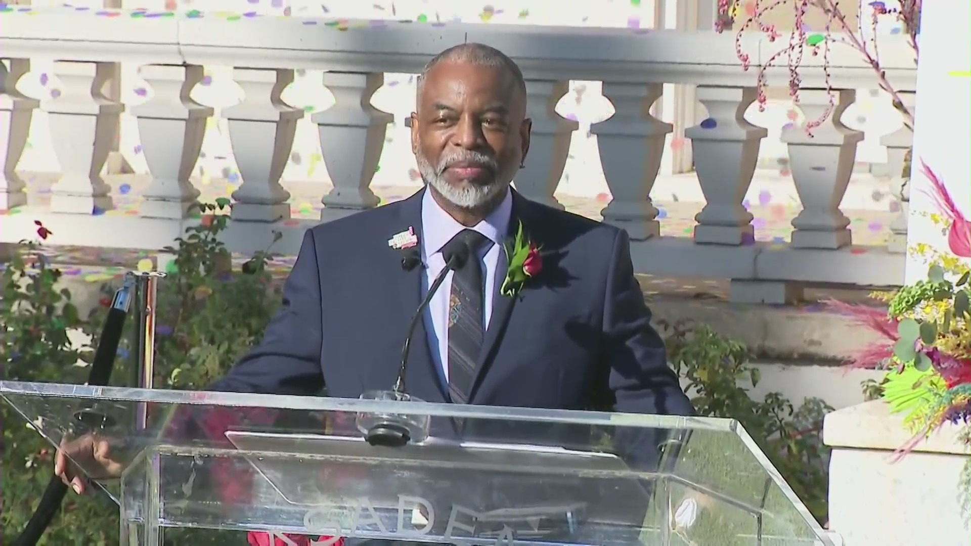 Actor LeVar Burton is seen after being named the 2022 Pasadena Tournament of Roses grand marshal. (KTLA)