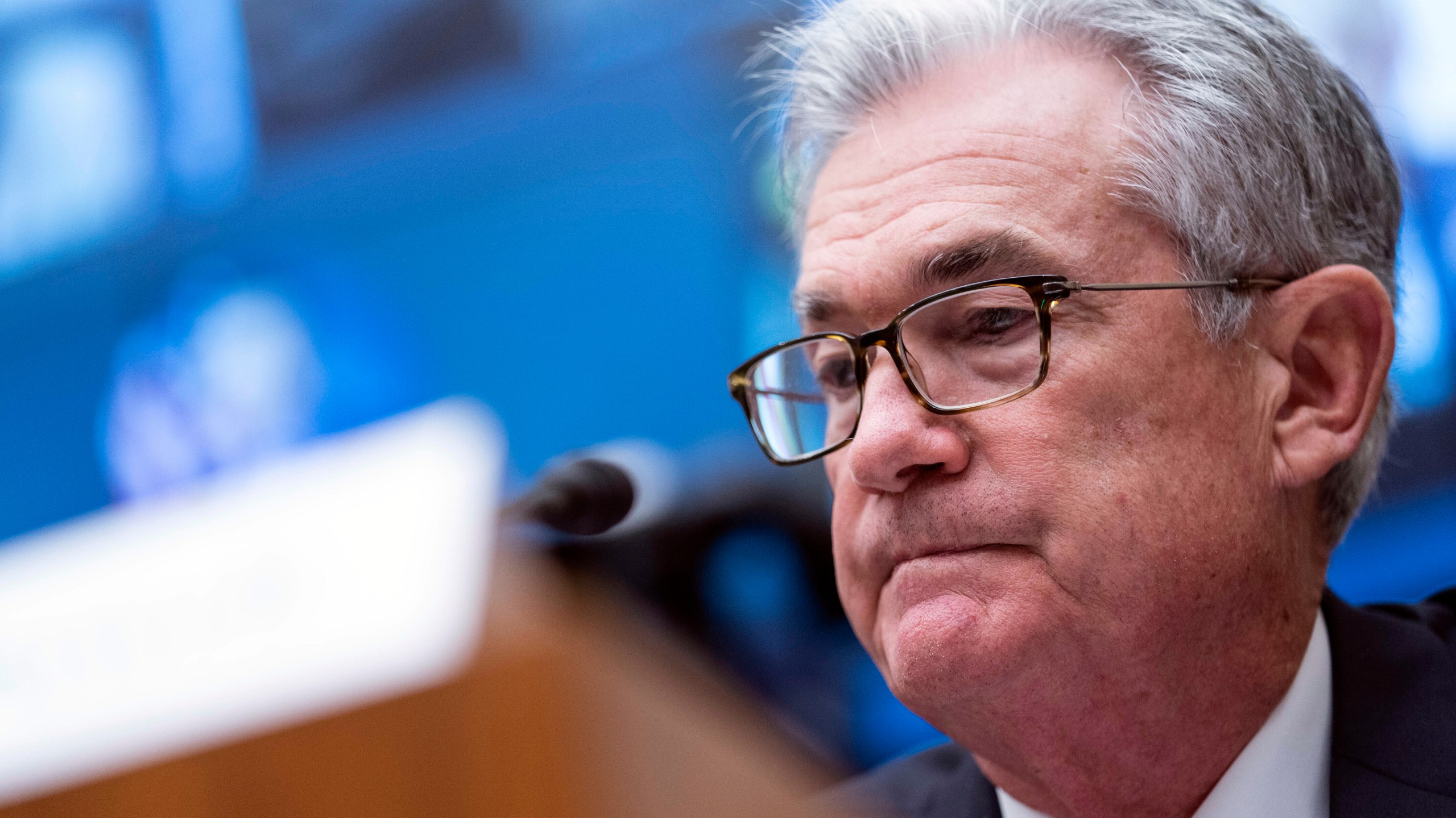 In this Sept. 30, 2021, file photo, Federal Reserve Chairman Jerome Powell testifies during a House Financial Services Committee hearing on Capitol Hill in Washington. Powell says the tangled supply chains and shortages that have bedeviled the U.S. economy since this summer have gotten worse and will likely keep inflation elevated well into next year. (Sarah Silbiger/Pool Photo via AP, File)