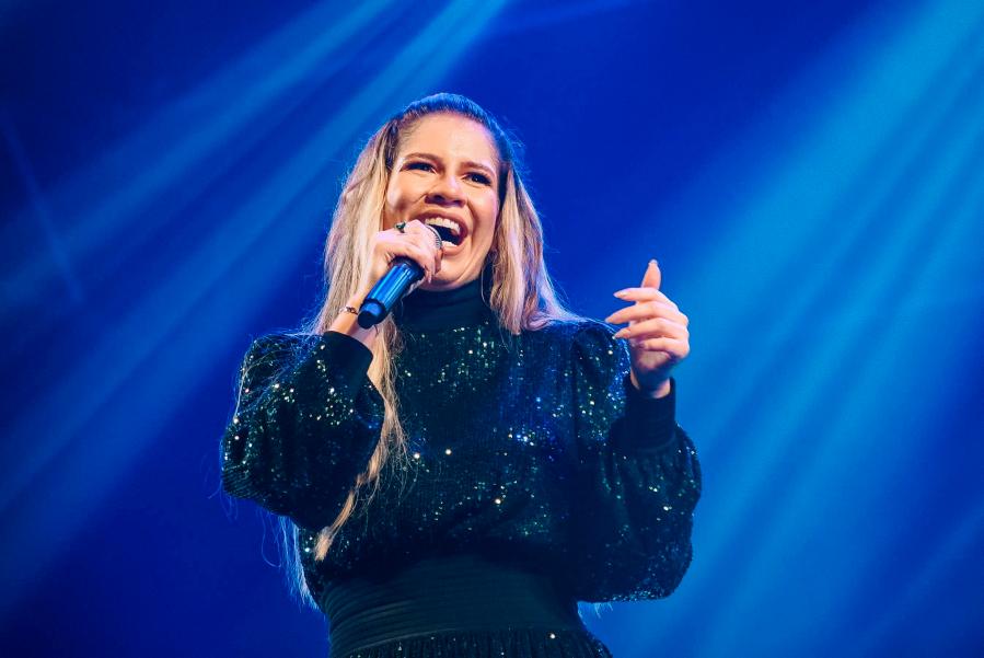 Singer Marília Mendonça performs in Sao Jose dos Campos, Brazil on Sept. 25, 2021. (Will Dias/Futura Press via Associated Press)