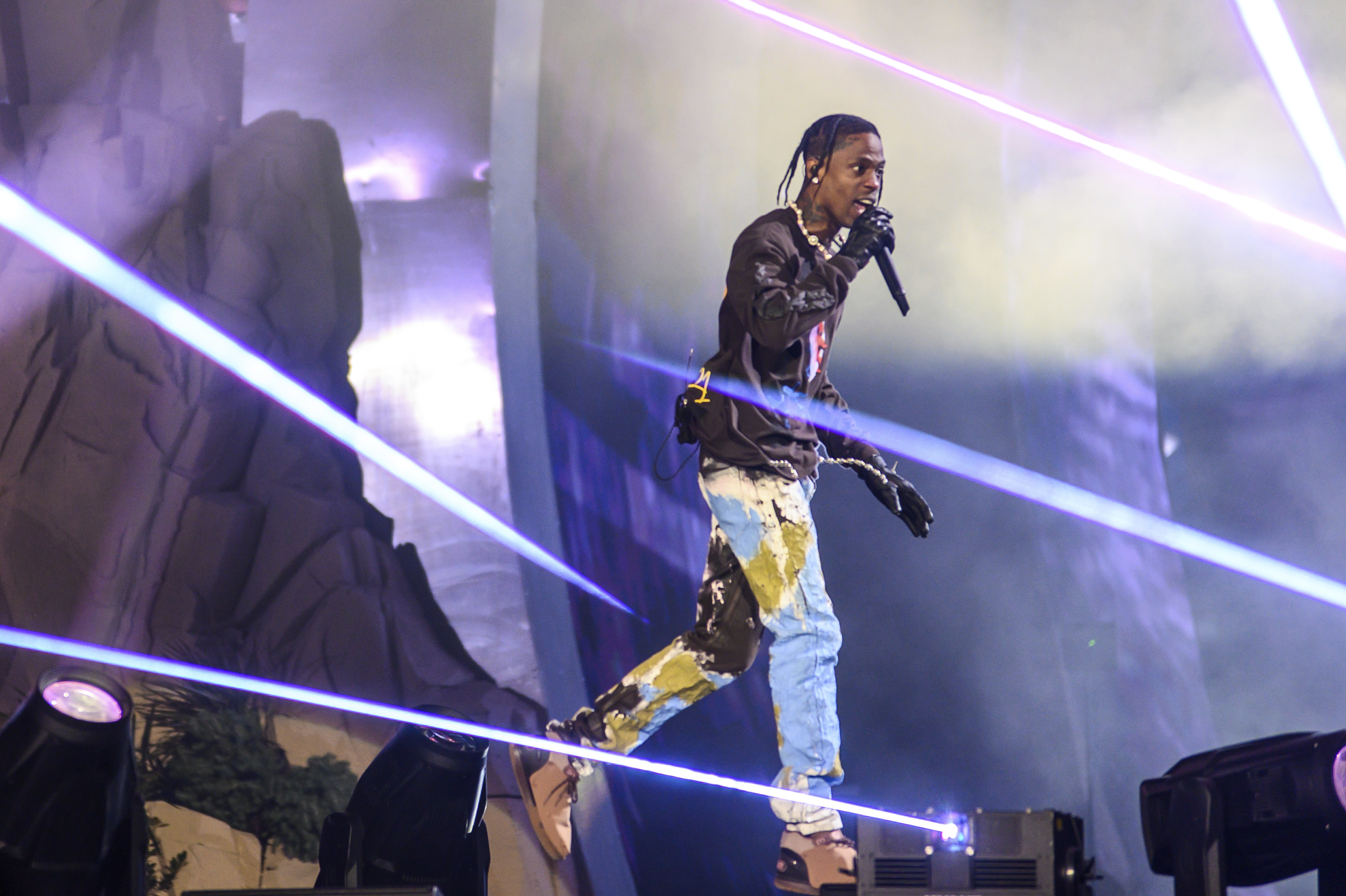 Travis Scott performs at Astroworld Festival at NRG park on Nov. 5, 2021 in Houston. (Jamaal Ellis/Houston Chronicle via Associated Press)