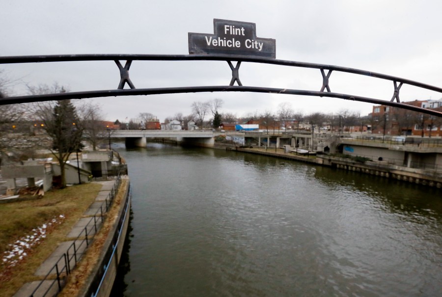 This Jan. 26, 2016, file photo, shows the Flint River in Flint, Mich. (AP Photo/Carlos Osorio, File)