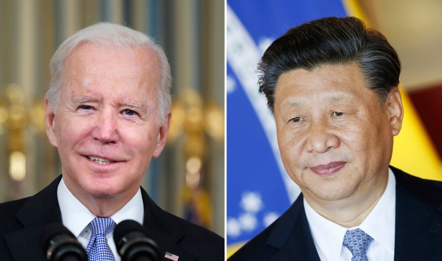 This combination image shows U.S. President Joe Biden in Washington, Nov. 6, 2021, and China's President Xi Jinping in Brasília, Brazil, Nov. 13, 2019. (Alex Brandon, Eraldo Peres/Associated Press)