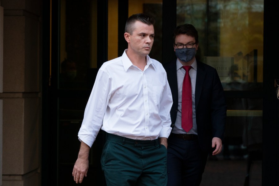 Igor Danchenko leaves Albert V. Bryan United States Courthouse in Alexandria, Va., Thursday, Nov. 4, 2021. Danchenko, a Russian analyst who contributed to a dossier of Democratic-funded research into ties between Russia and Donald Trump, was arrested Thursday on charges of lying to the FBI about his sources of information, among them an associate of Hillary Clinton. (AP Photo/Manuel Balce Ceneta)