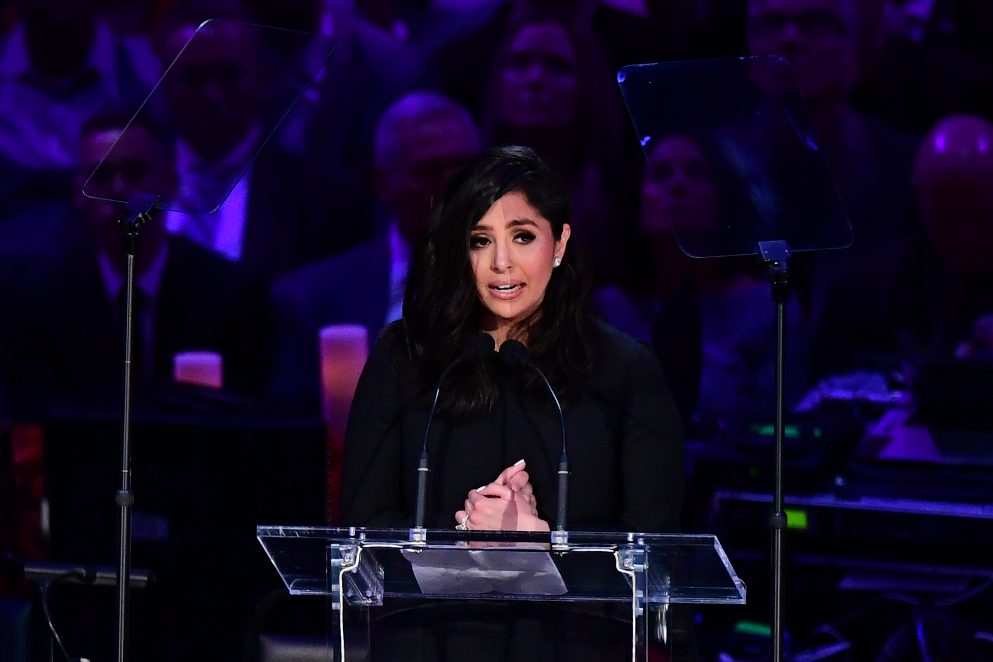 Kobe Bryant's wife Vanessa Bryant speaks during the "Celebration of Life for Kobe and Gianna Bryant" service at Staples Center in Downtown Los Angeles on February 24, 2020. (Photo by FREDERIC J. BROWN / AFP)