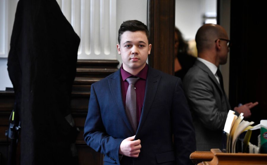 Kyle Rittenhouse enters the courtroom to hear the verdicts in his trial at the Kenosha County Courthouse in Kenosha, Wis., on Friday, Nov. 19, 2021. (Sean Krajacic/The Kenosha News via AP, Pool)