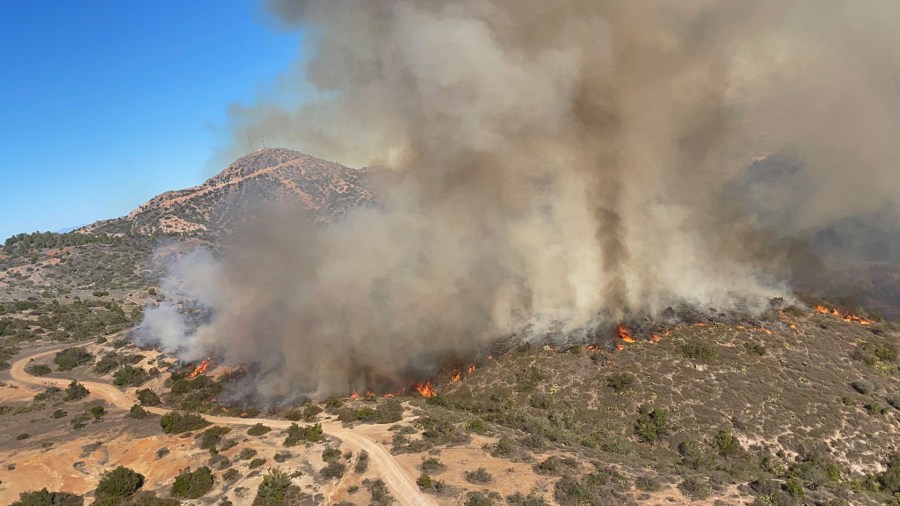 The Middle Fire is seen in a photo tweeted by the L.A. County Fire Department's air unit on Nov. 11, 2021.