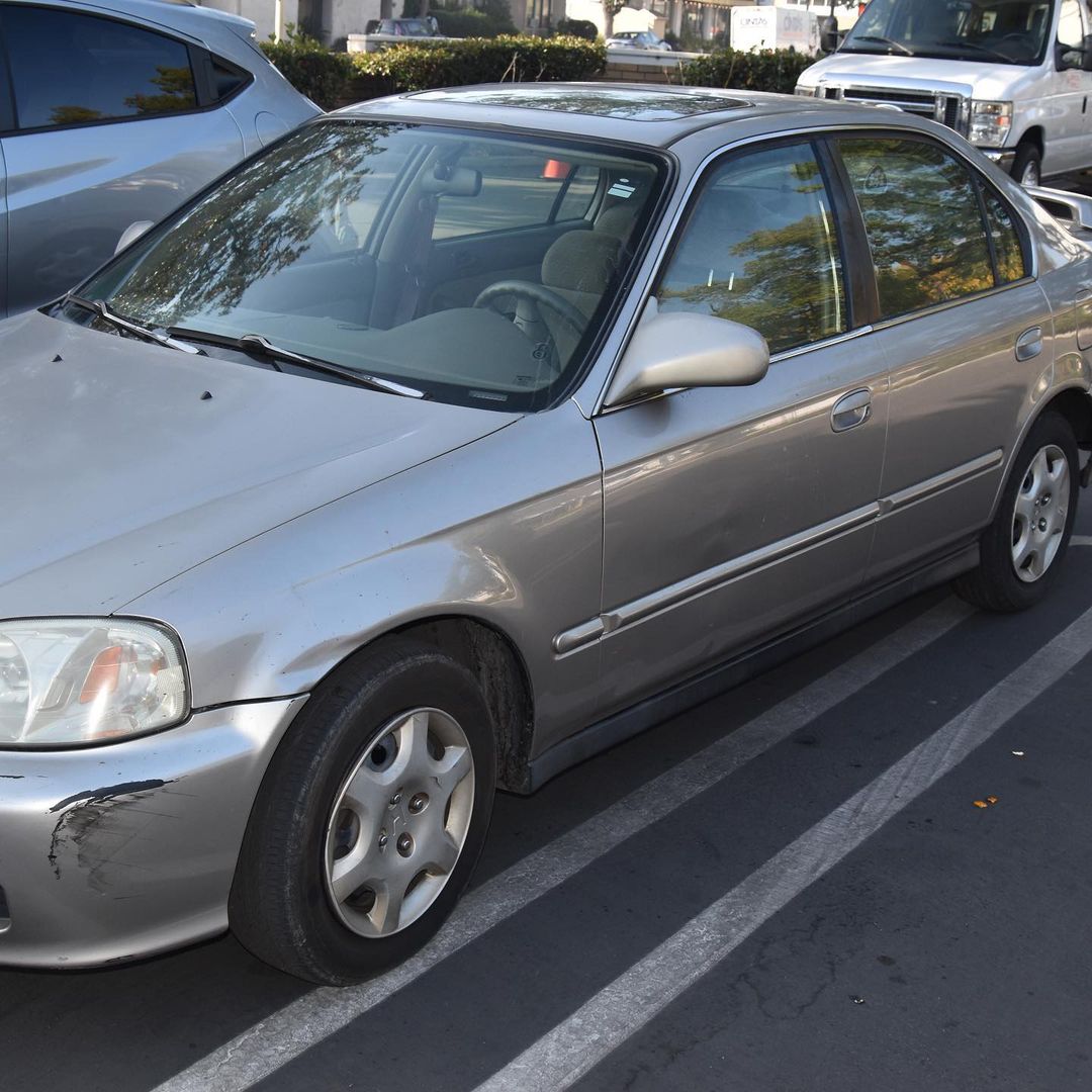 A stolen car is seen in this photo shared by the Pasadena Police Department on Dec. 8, 2021.