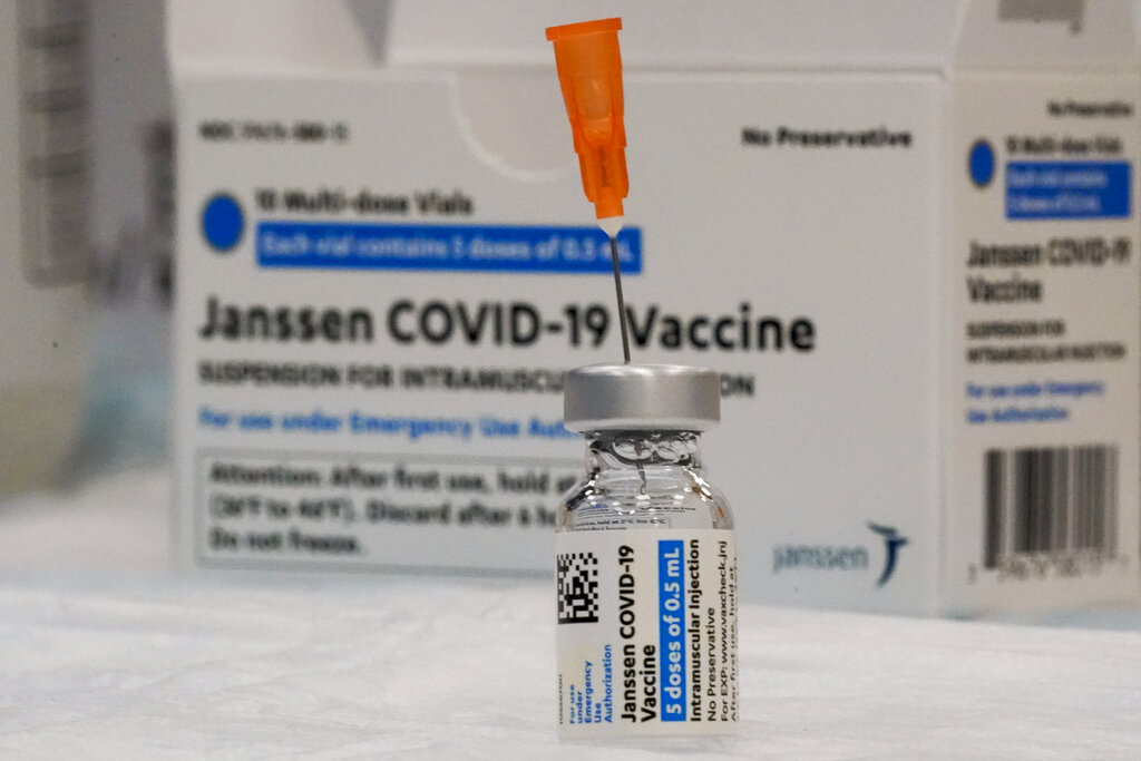 In this April 8, 2021 file photo, the Johnson & Johnson COVID-19 vaccine is seen at a pop up vaccination site in the Staten Island borough of New York. (Mary Altaffer/Associated Press)