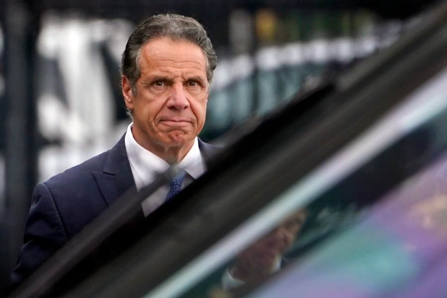 New York Gov. Andrew Cuomo prepares to board a helicopter after announcing his resignation on Aug. 10, 2021, in New York. (AP Photo/Seth Wenig, File)