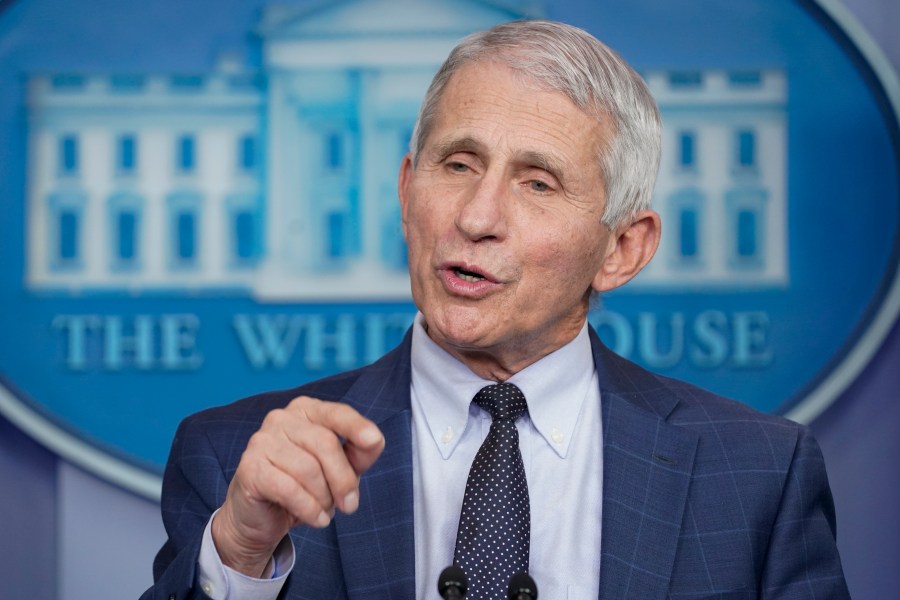 Dr. Anthony Fauci, director of the National Institute of Allergy and Infectious Diseases, speaks during the daily briefing at the White House in Washington, Wednesday, Dec. 1, 2021. (AP Photo/Susan Walsh, File)