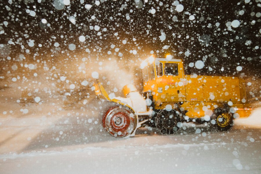 In this photo provided by the Mammoth Mountain Ski Area, a snowplow clears fresh snow at the Mammoth Mountain ski resort in Mammoth Lakes, Calif., on Monday, Dec. 13, 2021. (Peter Morning/Mammoth Mountain Ski Area via AP)