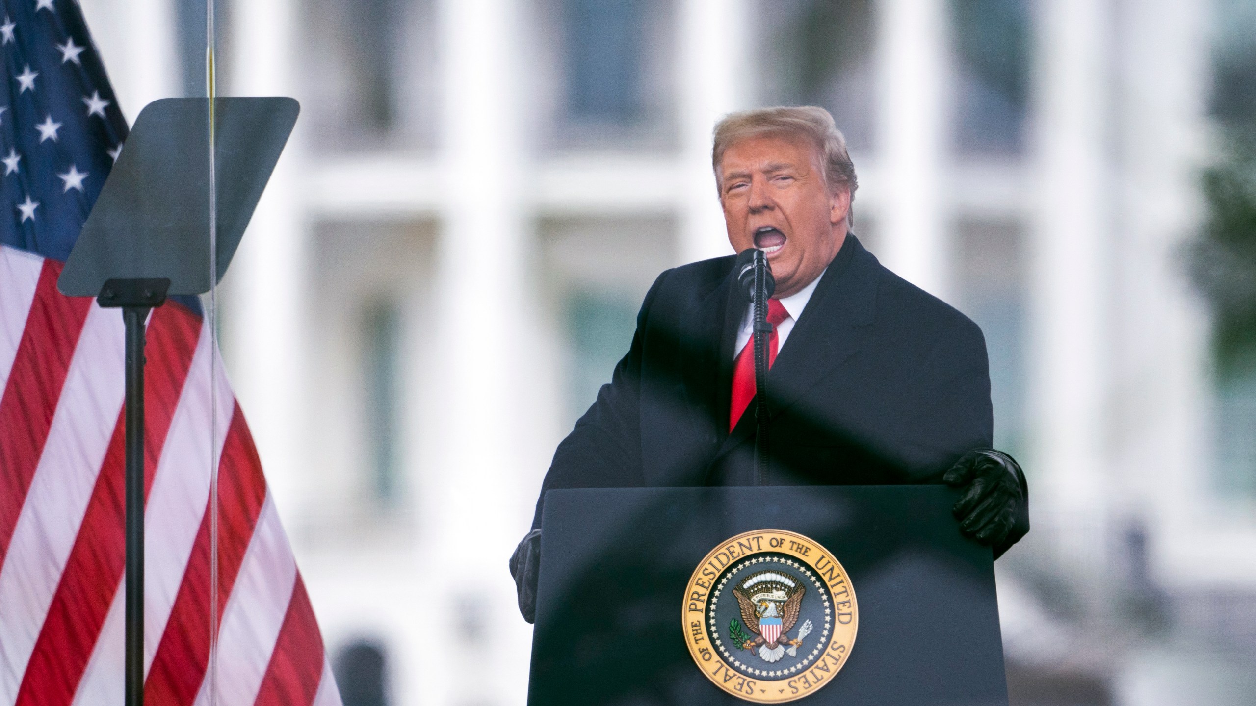 President Donald Trump speaks during a rally protesting the electoral college certification of Joe Biden as President in Washington on Jan. 6, 2021. (AP Photo/Evan Vucci, File)