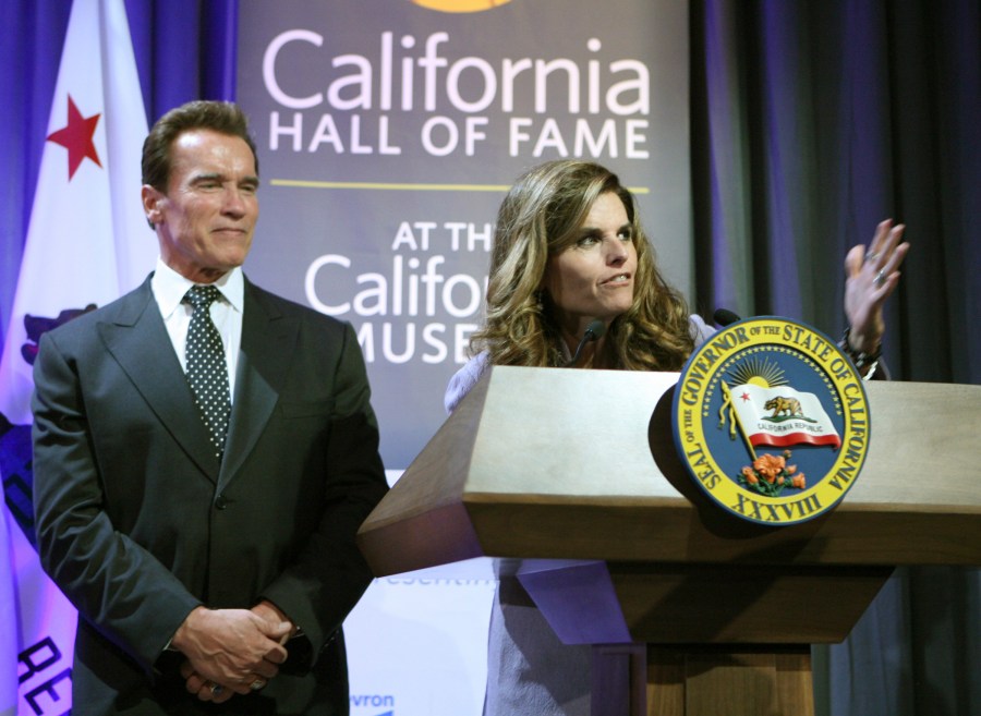 Gov. Arnold Schwarzenegger and California first lady Maria Shriver host the California Hall of Fame ceremony at the California Museum of History, Women and Arts in Sacramento on Dec. 15, 2008. (Steve Yeater/Associated Press)