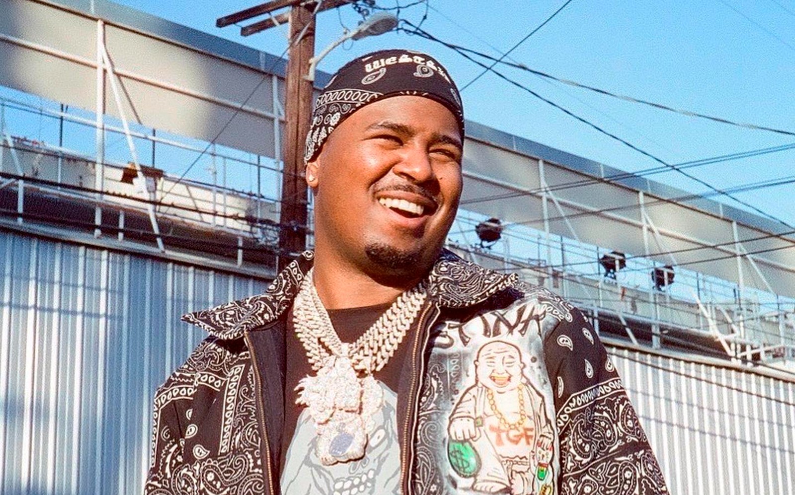 In this March 2021 photo provided by Scott Jawson, West Coast rapper Drakeo the Ruler is seen outside a recording studio in Los Angeles. Drakeo the Ruler, whose real name was Darrell Caldwell, was fatally stabbed in an altercation at a Los Angeles music festival Saturday, Dec. 18, 2021. His publicist confirmed the death to the New York Times. The 28-year-old was assaulted at the Once Upon a Time in LA concert Saturday night. (Wyatt Winfrey/Courtesy of Scott Jawson via AP)