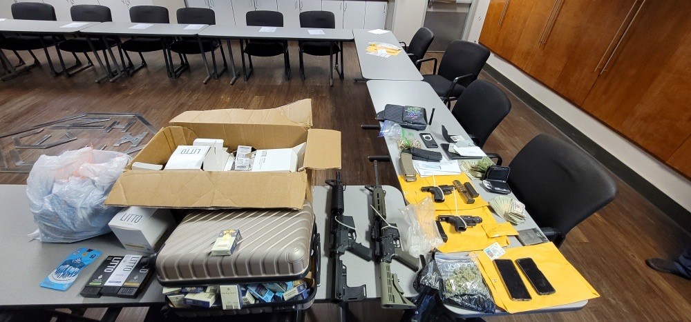 Four guns, cash, cannabis and methamphetamine were seized from an illegal cannabis dispensary on Dec. 9, 2021, according to the Los Angeles County Sheriff's Department.