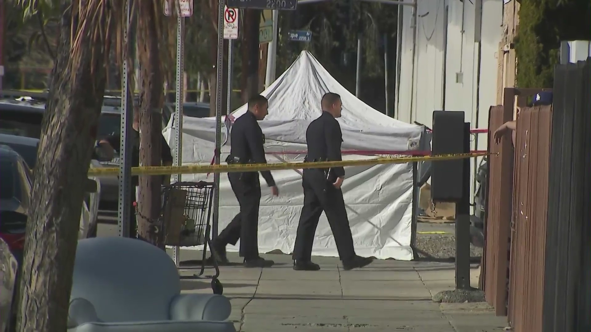 LAPD officers fatally shot a man in Historic South-Central on Dec. 18, 2021. (KTLA)