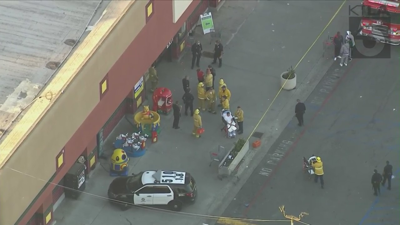 The LAPD and LAFD are on scene after a reported shooting in Green Meadows on Dec. 31, 2021. (KTLA)