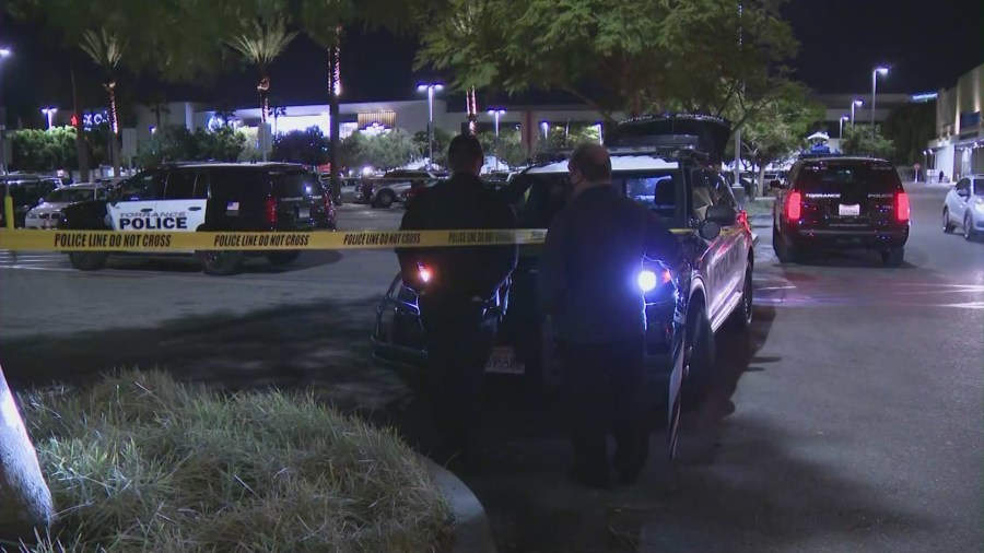 Police investigate a shooting at the Del Amo Fashion Center on Dec. 14, 2021. (KTLA)