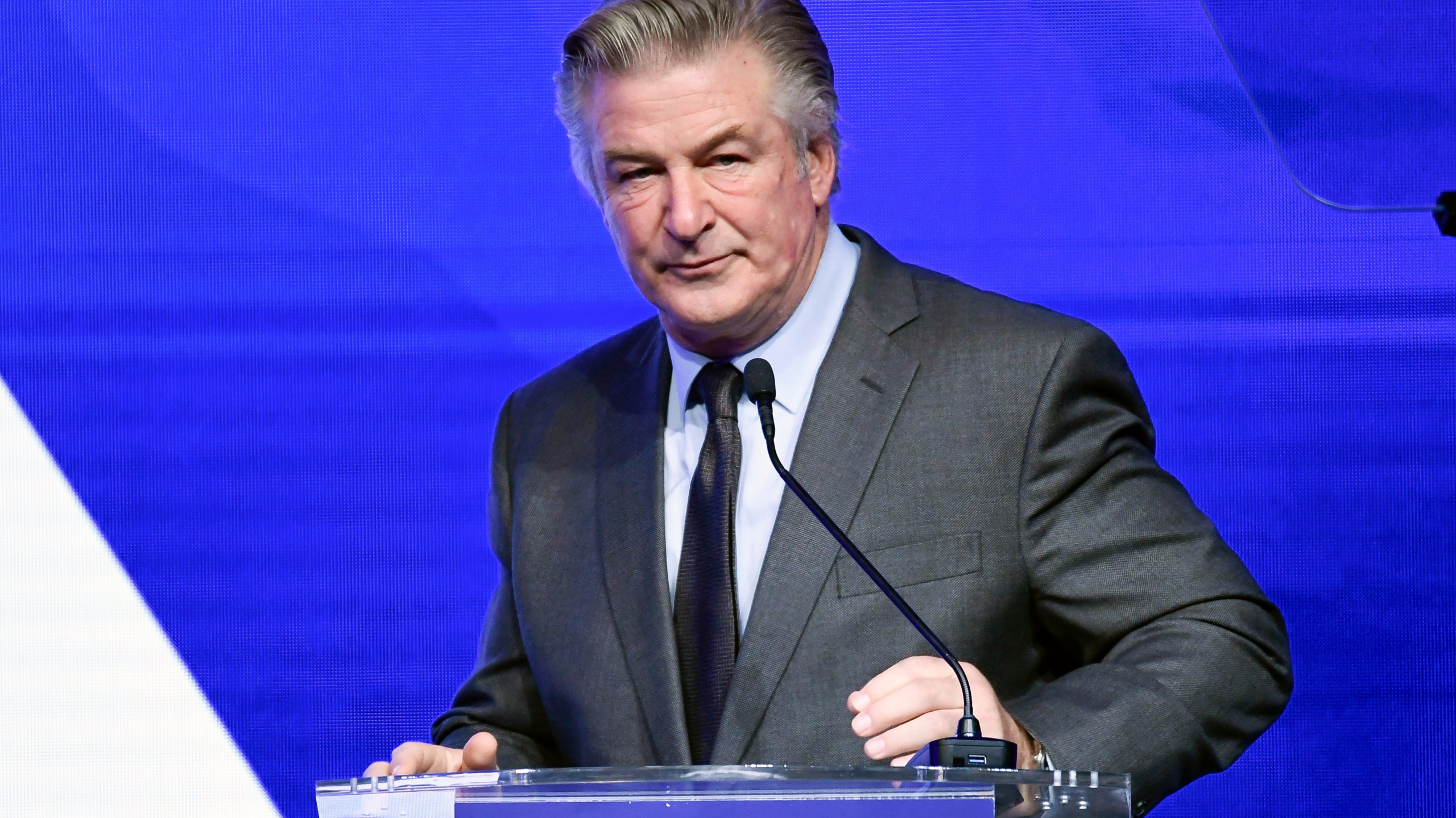 Alec Baldwin performs emcee duties at the Robert F. Kennedy Human Rights Ripple of Hope Award Gala at New York Hilton Midtown on Dec. 9, 2021, in New York. (Photo by Evan Agostini/Invision/AP, File)