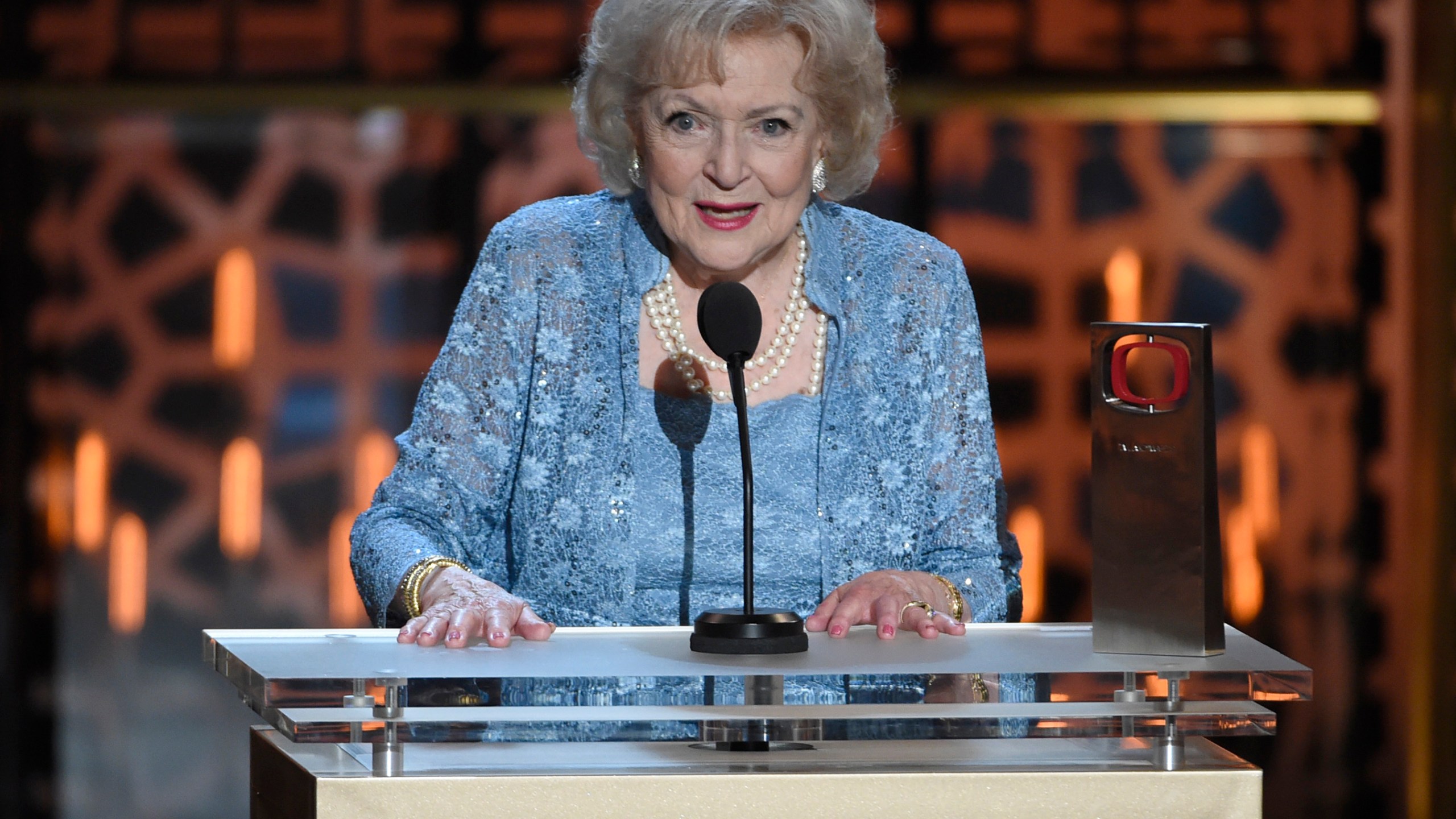 Betty White accepts the legend award at the TV Land Awards at the Saban Theatre April 11, 2015, in Beverly Hills, Calif. The late Betty White was a tireless advocate for animals for her entire life, from caring for homeless animals as a child to launching her own weekly TV show “The Pet Set” dedicated to her celebrity friends and their pets. Her biggest contribution, though, may be yet to come, as fans get set to donate to animal welfare charities and local shelters on Jan. 17, 2022, as part of the #BettyWhiteChallenge. (Photo by Chris Pizzello/Invision/AP, File)