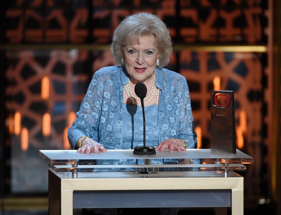 Betty White accepts the legend award at the TV Land Awards at the Saban Theatre April 11, 2015, in Beverly Hills, Calif. The late Betty White was a tireless advocate for animals for her entire life, from caring for homeless animals as a child to launching her own weekly TV show “The Pet Set” dedicated to her celebrity friends and their pets. Her biggest contribution, though, may be yet to come, as fans get set to donate to animal welfare charities and local shelters on Jan. 17, 2022, as part of the #BettyWhiteChallenge. (Photo by Chris Pizzello/Invision/AP, File)