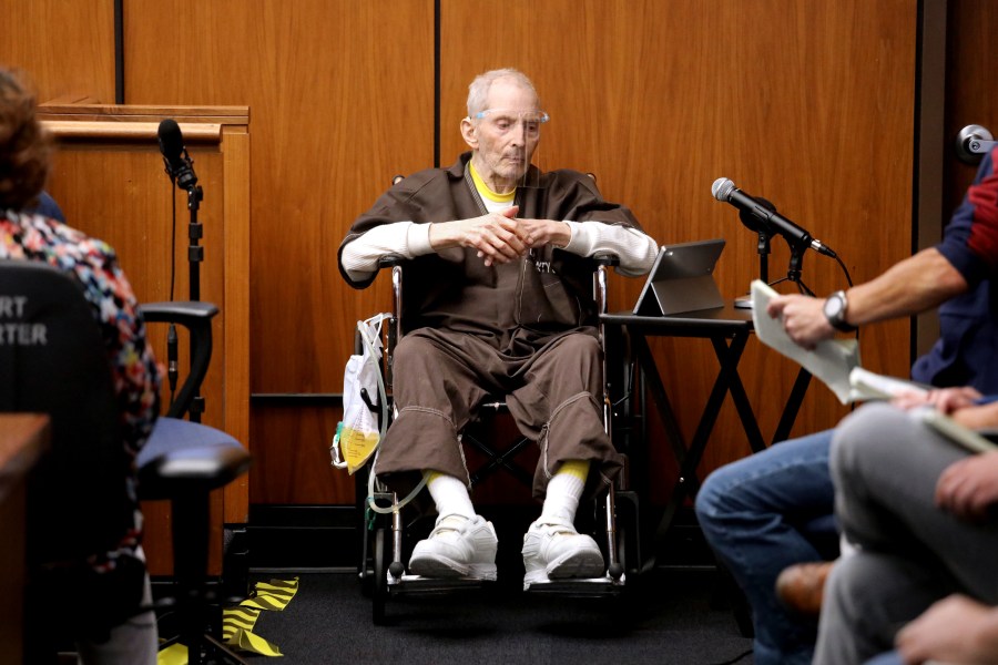 New York real estate scion Robert Durst takes the stand and testifies in his murder trial at the Inglewood Courthouse on Aug. 9, 2021, in Inglewood, Calif. (Gary Coronado/Los Angeles Times via AP, Pool, File)