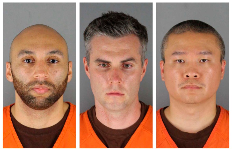 This combination of photos provided by the Hennepin County Sheriff's Office in Minnesota on June 3, 2020, shows, from left, former Minneapolis police officers J. Alexander Kueng, Thomas Lane and Tou Thao. (Hennepin County Sheriff's Office via AP, File)