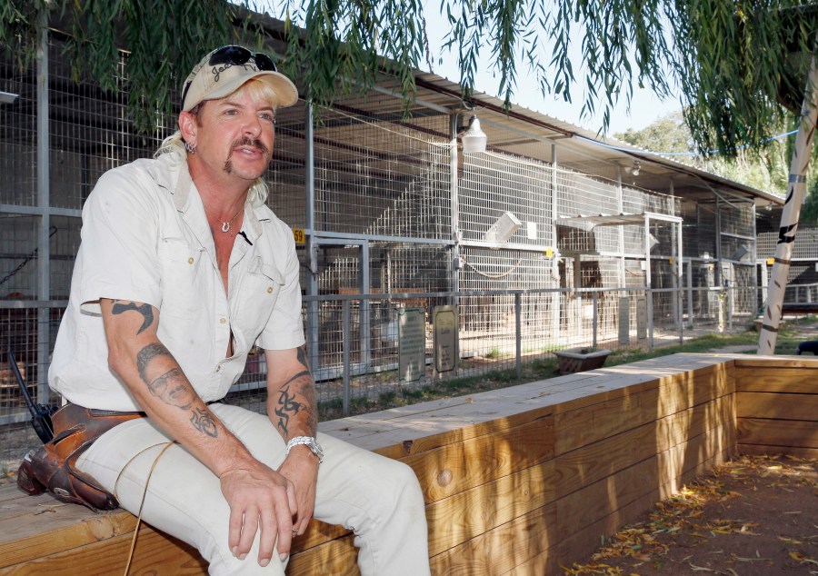 In this Aug. 28, 2013, file photo, Joseph Maldonado, aka Joe Exotic, answers a question during an interview at the zoo he runs in Wynnewood, Okla. (Sue Ogrocki/Associated Press)