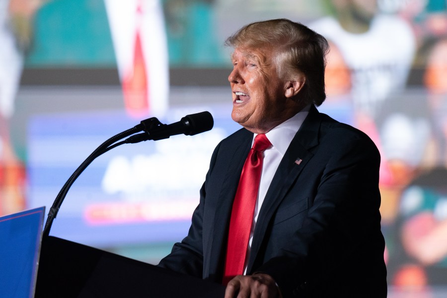 Former US President Donald Trump speaks at a rally on Sept. 25, 2021 in Perry, Georgia. (Sean Rayford/Getty Images)