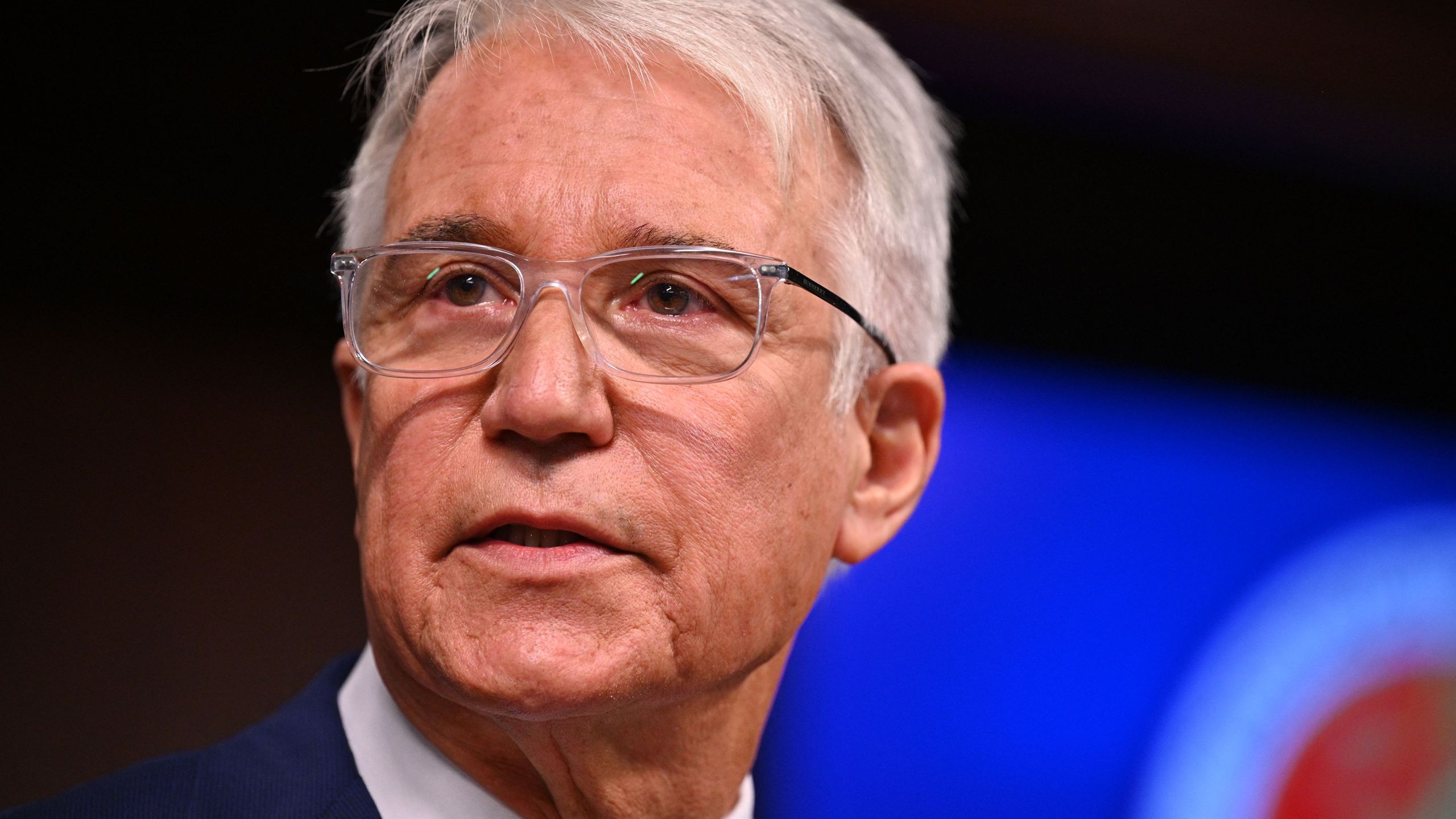 Los Angeles County District Attorney George Gascon speaks at a press conference, December 8, 2021 in Los Angeles. (ROBYN BECK/AFP via Getty Images)