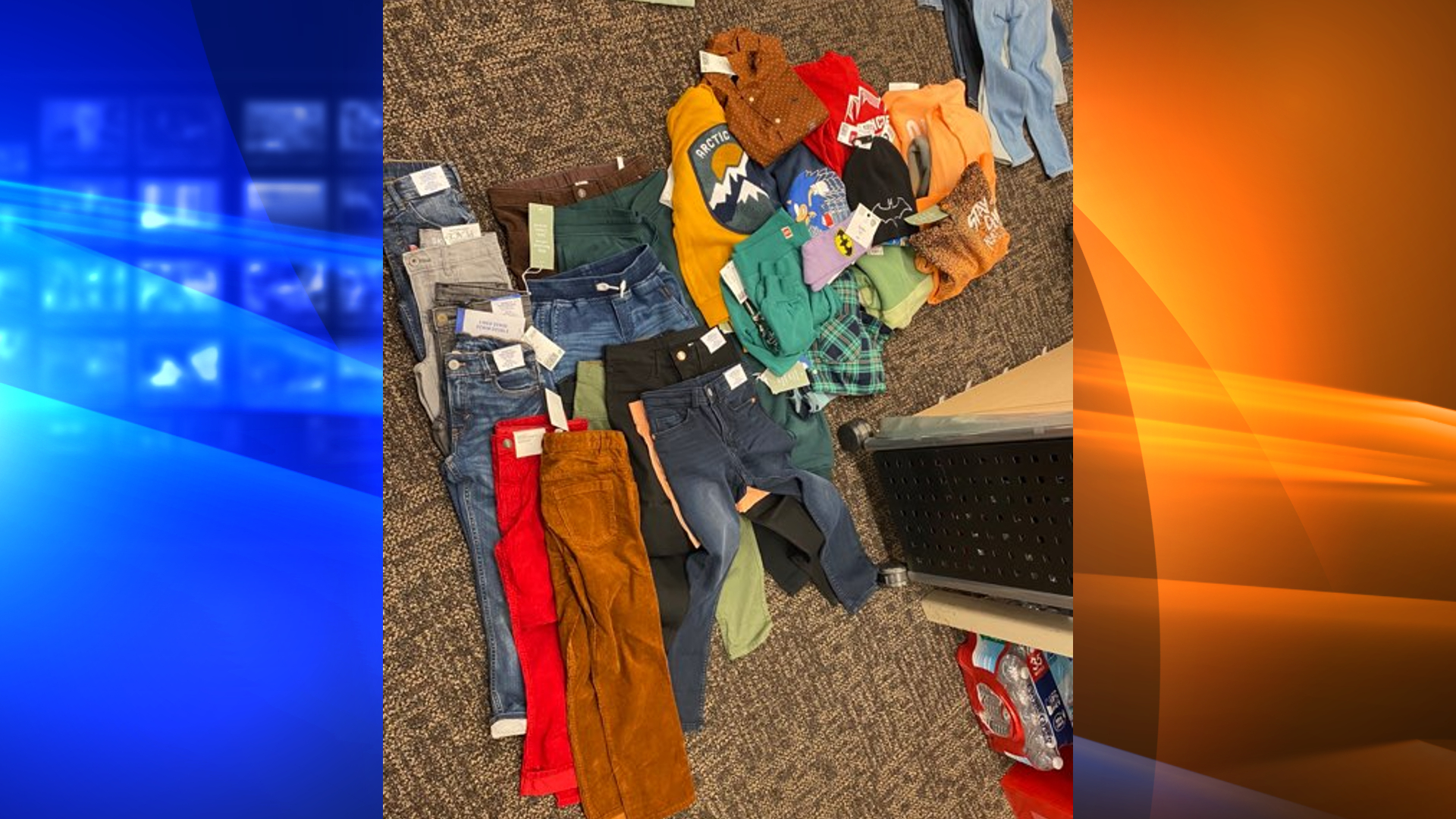 The Los Angeles County Sheriff's Department shared this photo of merchandise that was allegedly stolen from H&M and recovered by authorities on Jan. 18, 2022.