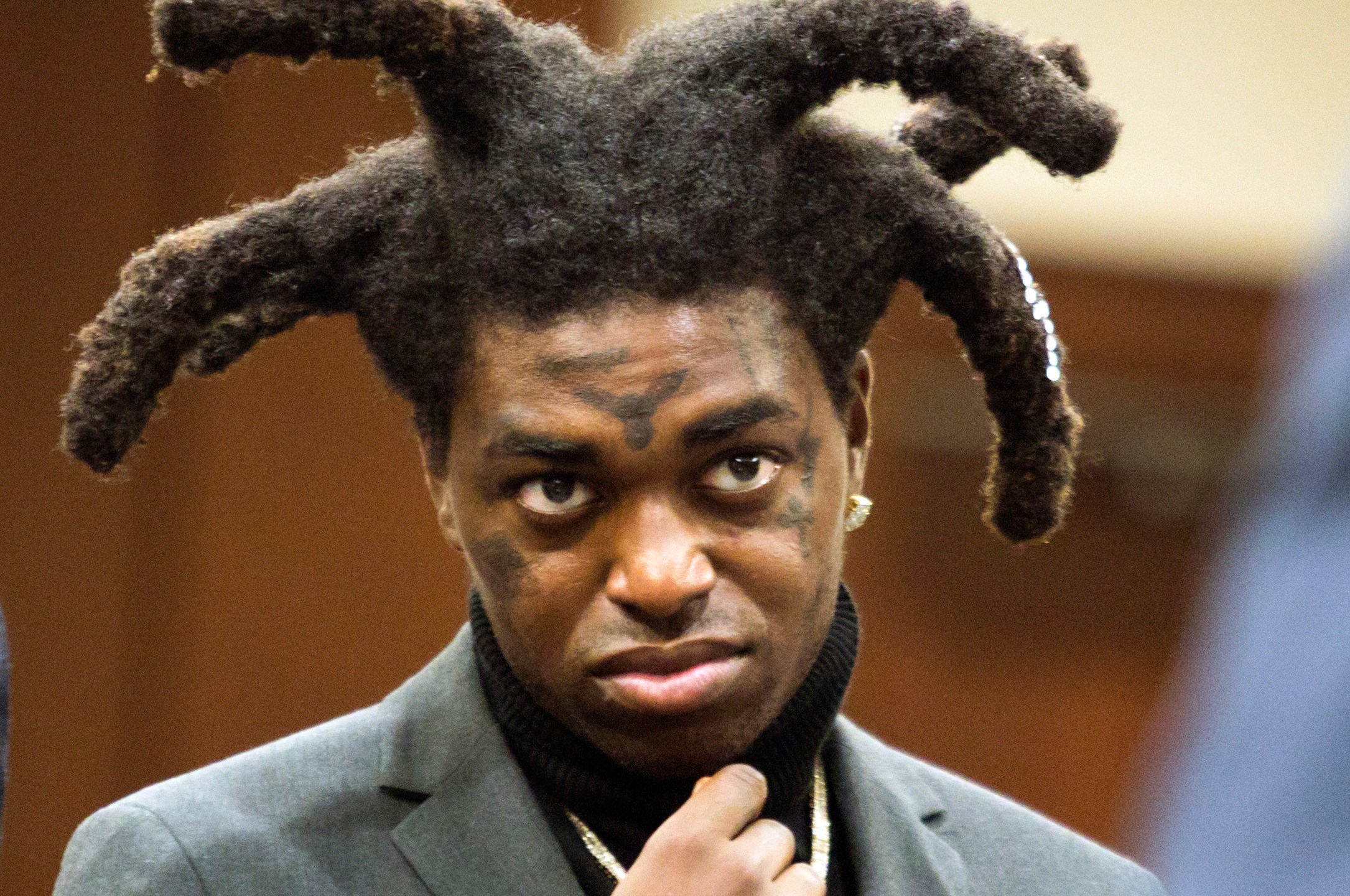 Rapper Kodak Black appears in court at the Florence County, South Carolina, courthouse in Florence, S.C., Wednesday, April 28, 2021. Authorities say rapper Kodak Black has been arrested on a trespassing charge Saturday, Jan. 1, 2022, in South Florida. (Matthew Christian/The Morning News via AP, File)