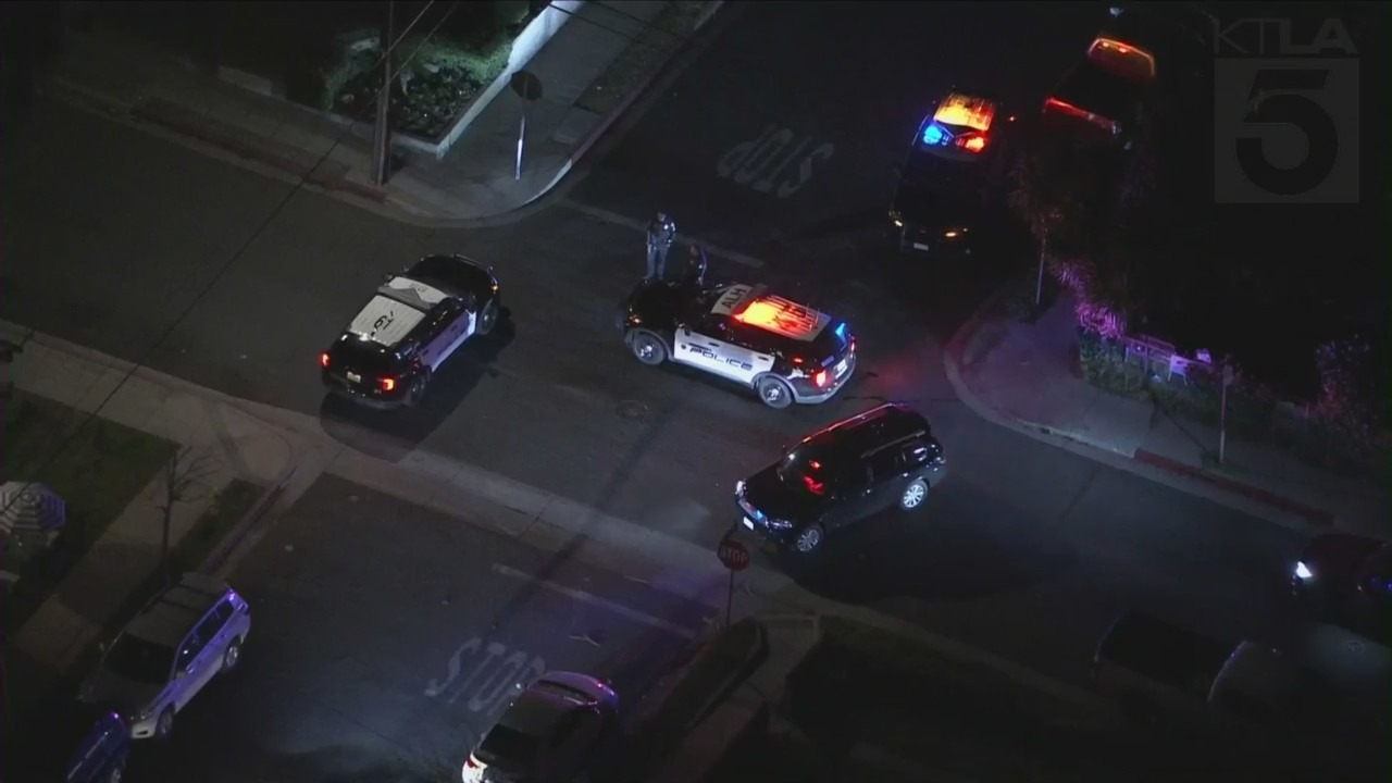 Multiple law enforcement officers are investigating a fatal shooting in San Gabriel on Jan. 26, 2022. (KTLA)