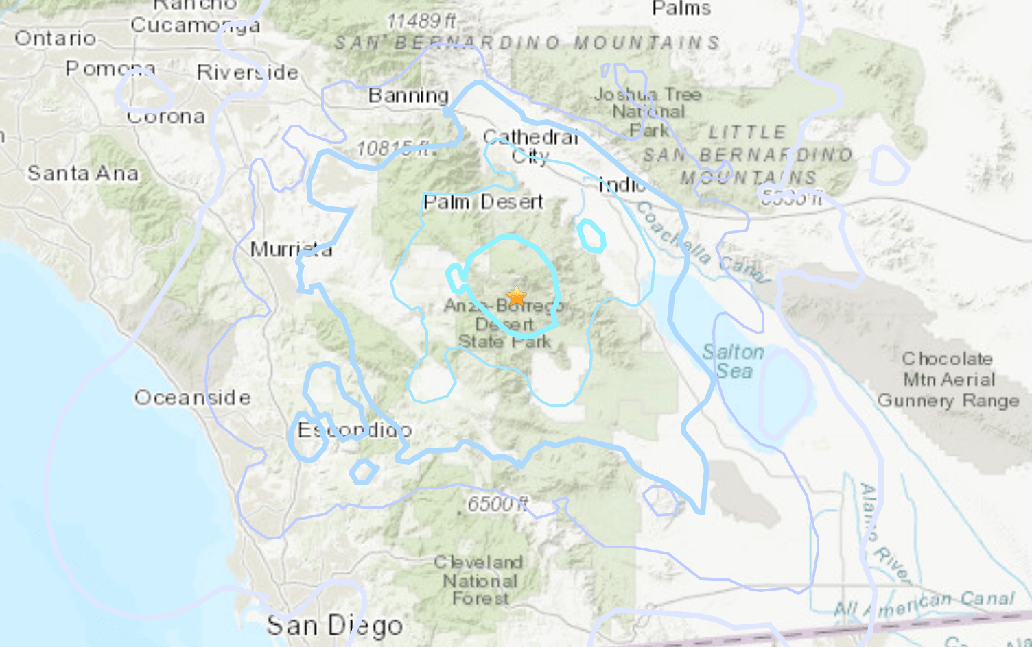 A magnitude 3.9 earthquake was struck Wednesday at 7:19 p.m., about 25 miles from Palm Springs, the U.S. Geological Survey reported.