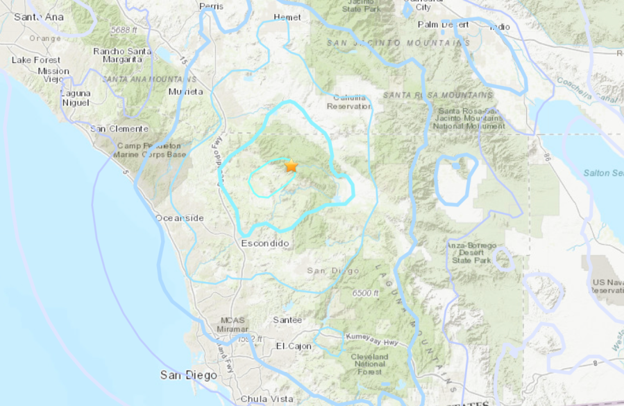 An earthquake with a preliminary magnitude of 4.0 struck near Palomar Observatory in north San Diego County Sunday morning, according to United States Geological Survey. (USGS)