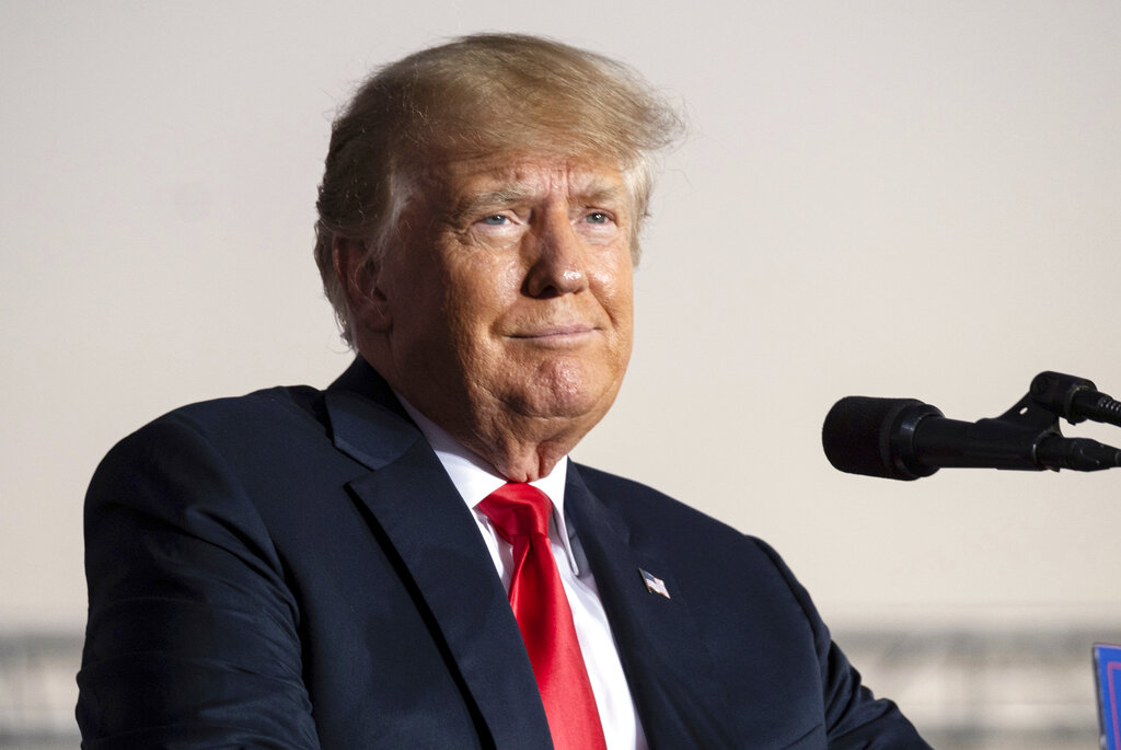 Former President Donald Trump speaks during a rally in Perry, Ga., on Sept. 25, 2021. (Ben Gray/Associated Press)