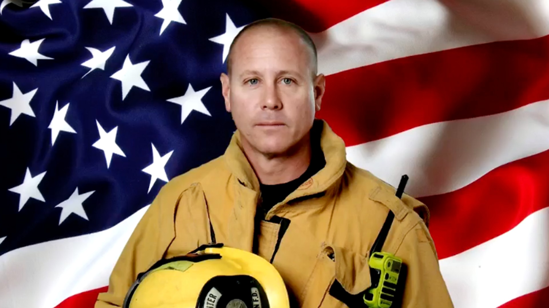 Los Angeles County Firefighter Jonathan Flagler is seen in an image posted to the Los Angeles County Fire Department's Facebook page.