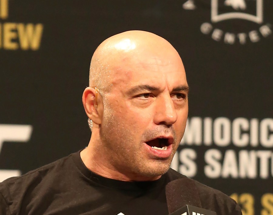 Joe Rogan is seen during a weigh-in before UFC 211 on Friday, May 12, 2017, in Dallas before UFC 211. (AP Photo/Gregory Payan, File)