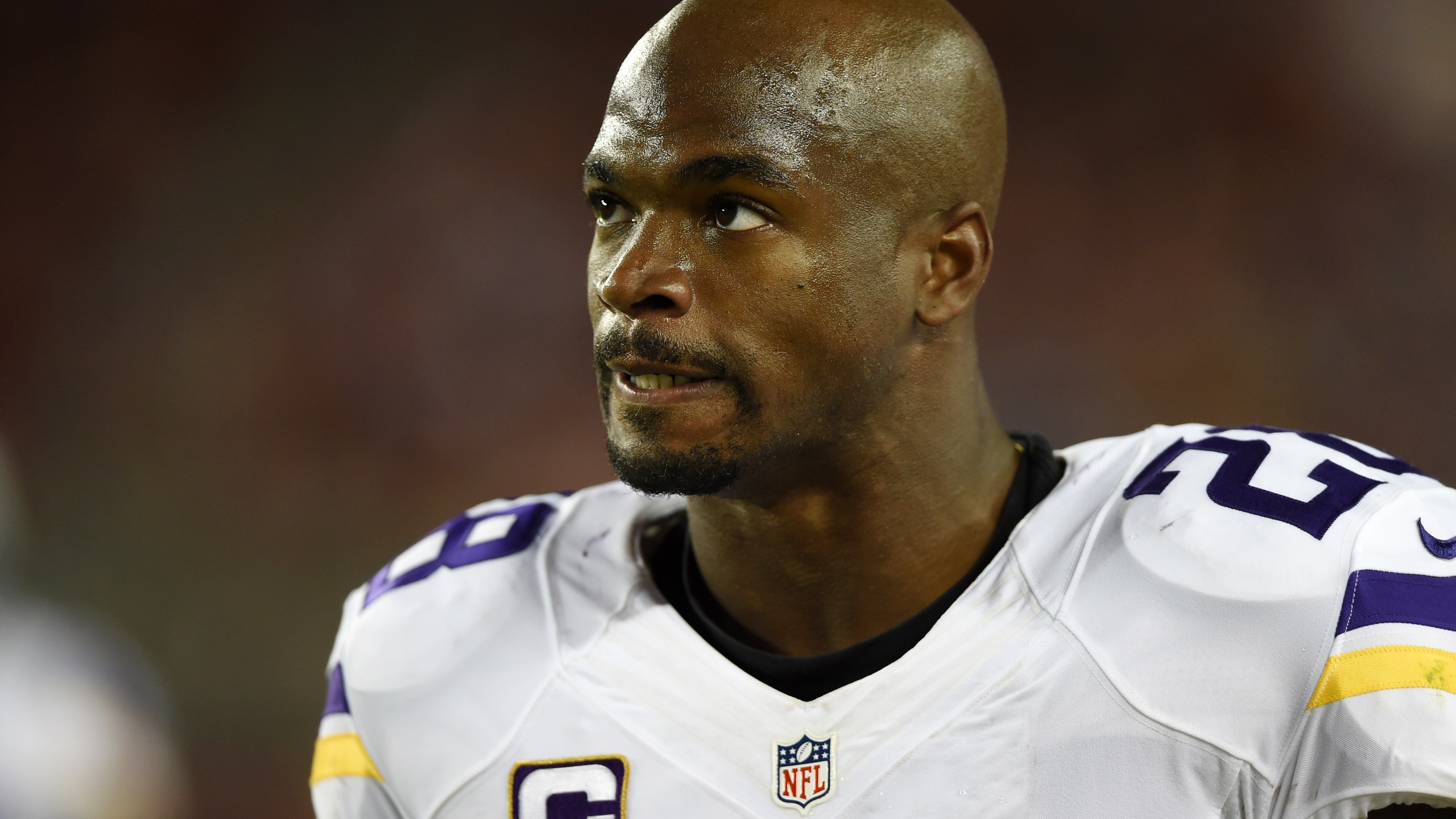 Adrian Peterson #28 of the Minnesota Vikings looks on from the field during their NFL game against the San Francisco 49ers at Levi's Stadium on September 14, 2015, in Santa Clara, California. (Thearon W. Henderson/Getty Images)