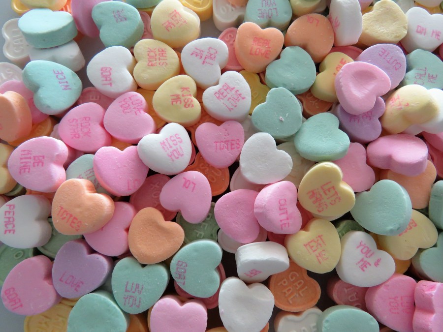 Heart-shaped conversation candies are seen in a file photo. (iStock/Getty Images Plus)