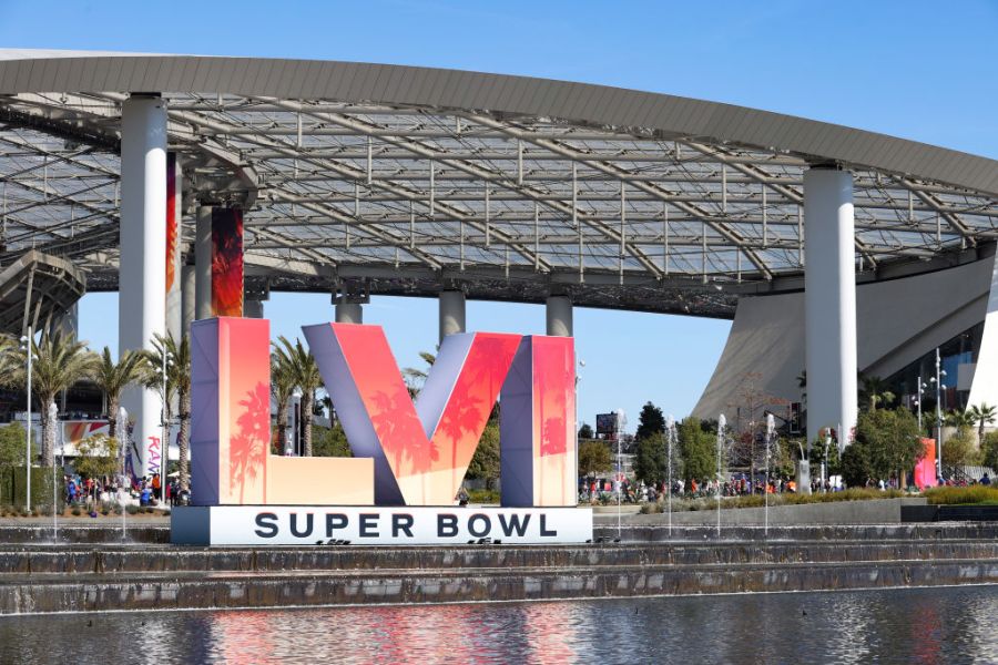 An exterior view of at SoFi Stadium during Super Bowl LVI on February 13, 2022 in Inglewood. The Los Angeles Rams defeated the Cincinnati Bengals 23-20. (Katelyn Mulcahy/Getty Images)